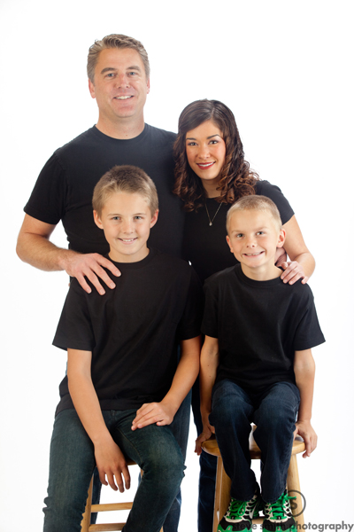 Studio portrait of family of four in Boise, Idaho